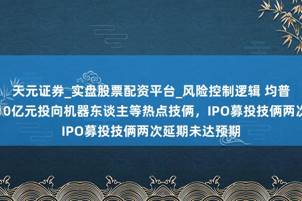 天元证券_实盘股票配资平台_风险控制逻辑 均普智能拟募资超10亿元投向机器东谈主等热点技俩，IPO募投技俩两次延期未达预期